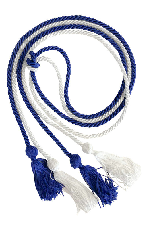 Royal Blue and White Graduation Honor Cords - Honor Cord Source 