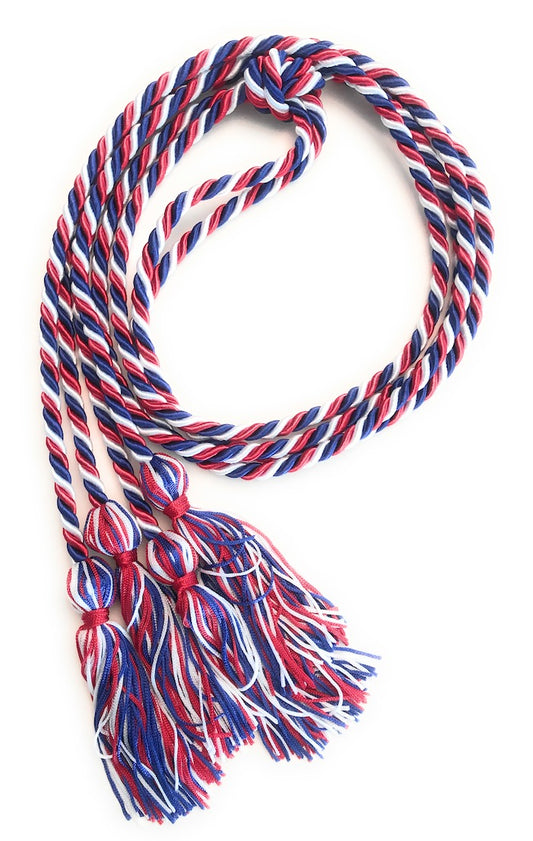 Red/White/Royal Blue Intertwined Honor Cords - Honor Cord Source 