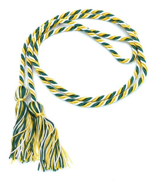 Green/White/Gold Honor Cords - Honor Cord Source 